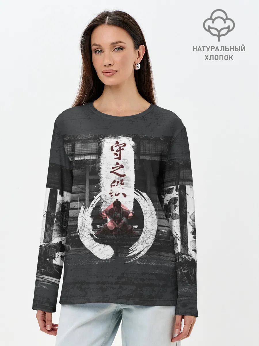 Лонгслив женский. Хлопок / Самурай | Призрак Цусимы