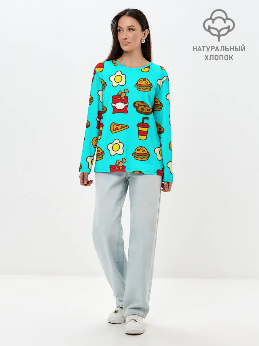 Лонгслив женский. Хлопок / Вкусняхи из Макдака!