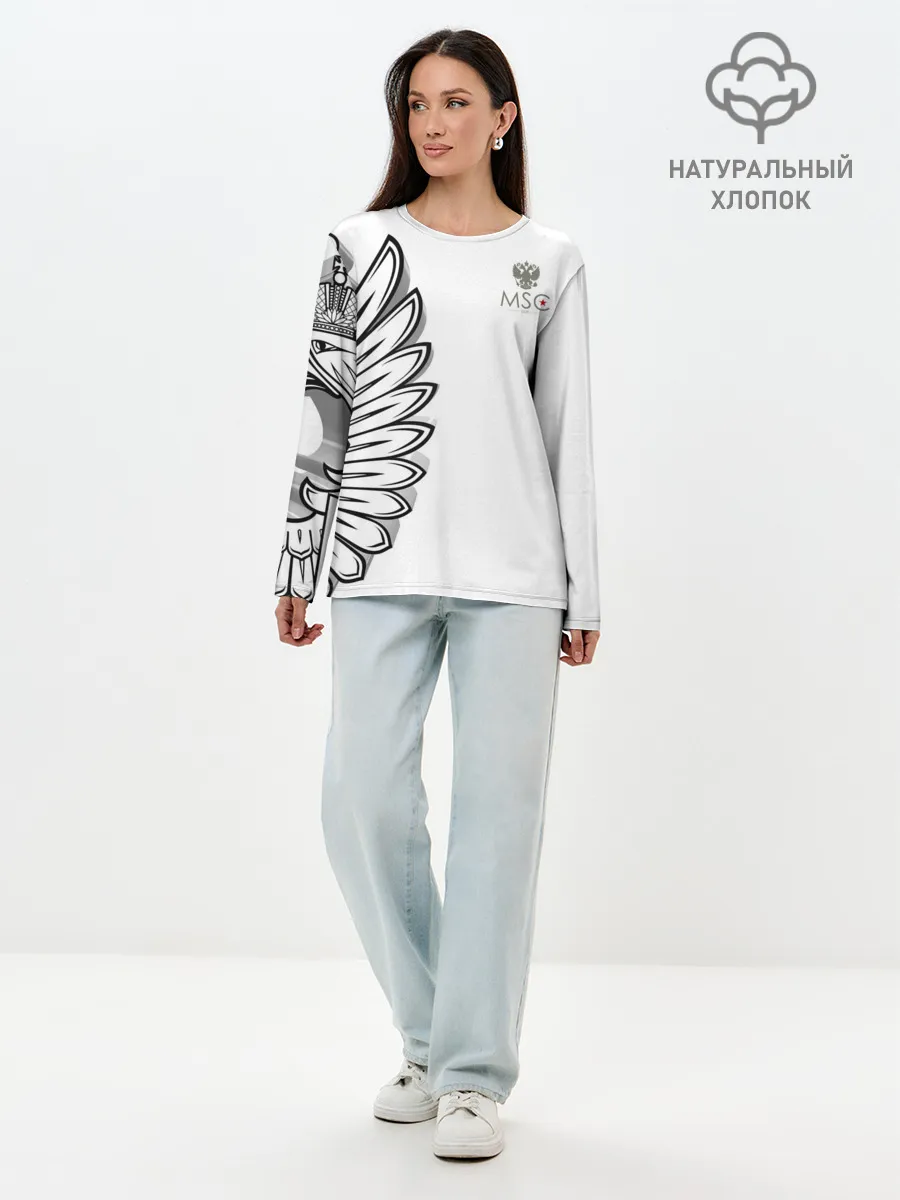 Лонгслив женский. Хлопок / Russia | MSKSide 3D Logo