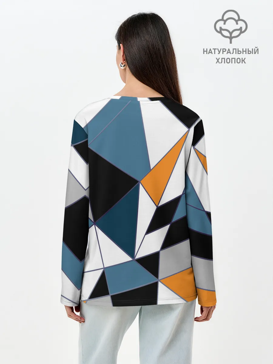 Лонгслив женский. Хлопок / Геометрический узор