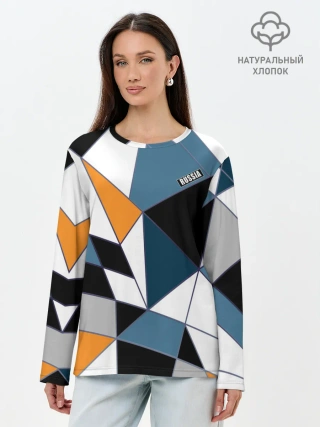 Лонгслив женский. Хлопок / Геометрический узор