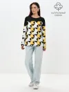 Лонгслив женский. Хлопок / Черно-желтый геометрический