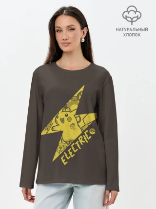 Лонгслив женский. Хлопок / Электрические покемоны