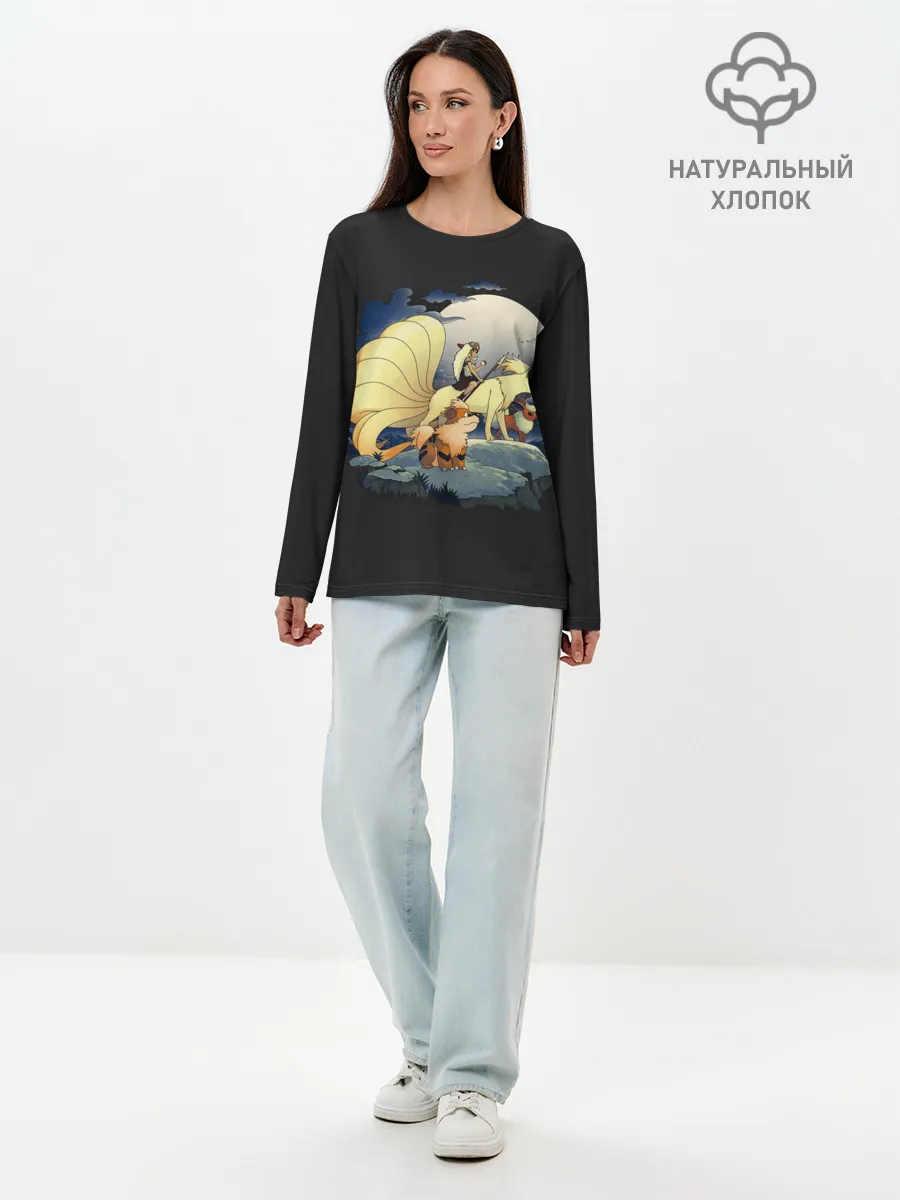 Лонгслив женский. Хлопок / Принцесса Мононоке х Покемоны