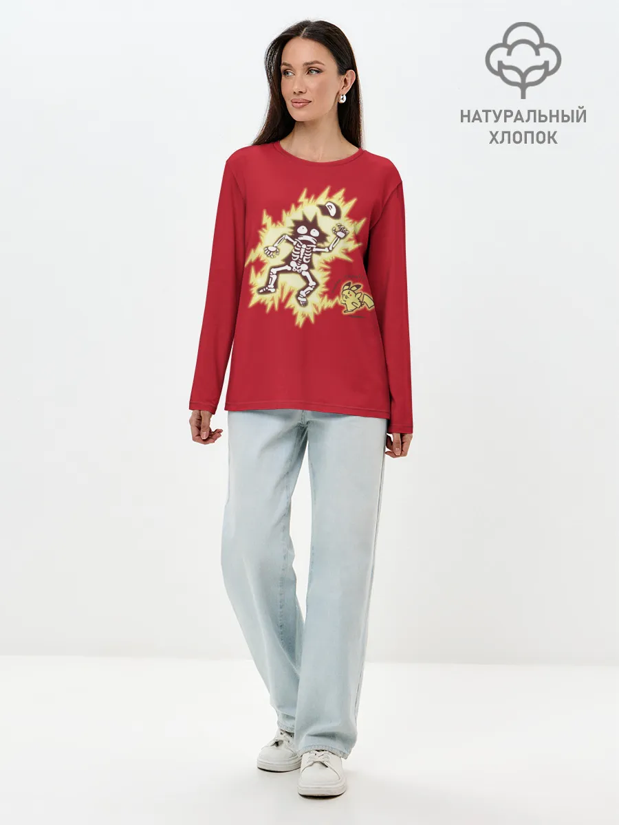 Лонгслив женский. Хлопок / Знакомство с Пикачу