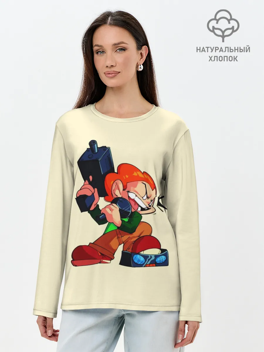 Лонгслив женский. Хлопок / Пико с оружием