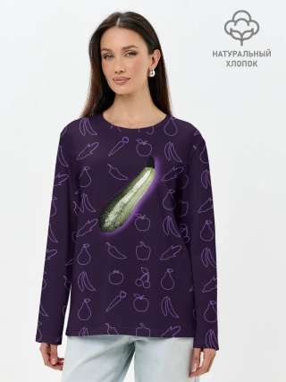 Лонгслив женский. Хлопок / Сбор урожая. Кабачок