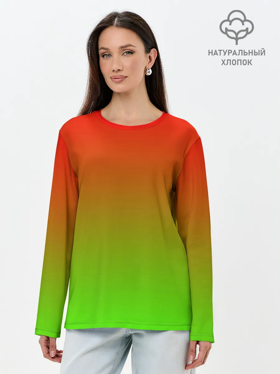 Лонгслив женский. Хлопок / Градиент Яблоко