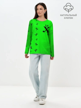 Лонгслив женский. Хлопок / Древний Иероглиф - Краска