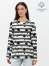 Лонгслив женский. Хлопок / Черно-белый полосатый узор
