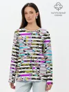 Лонгслив женский. Хлопок / Полосатый абстрактный узор