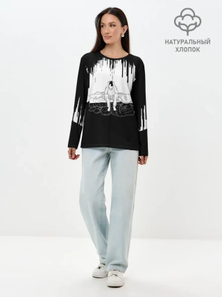 Лонгслив женский. Хлопок / РАБОТА ДОМ | ДЕНЬ СУРКА