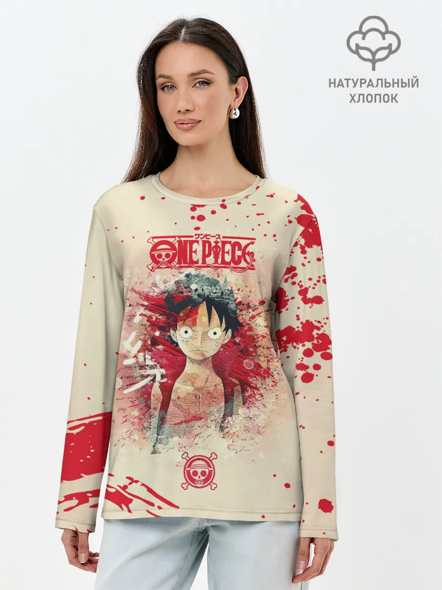 Лонгслив женский. Хлопок / Луффи One Piece. Большой куш