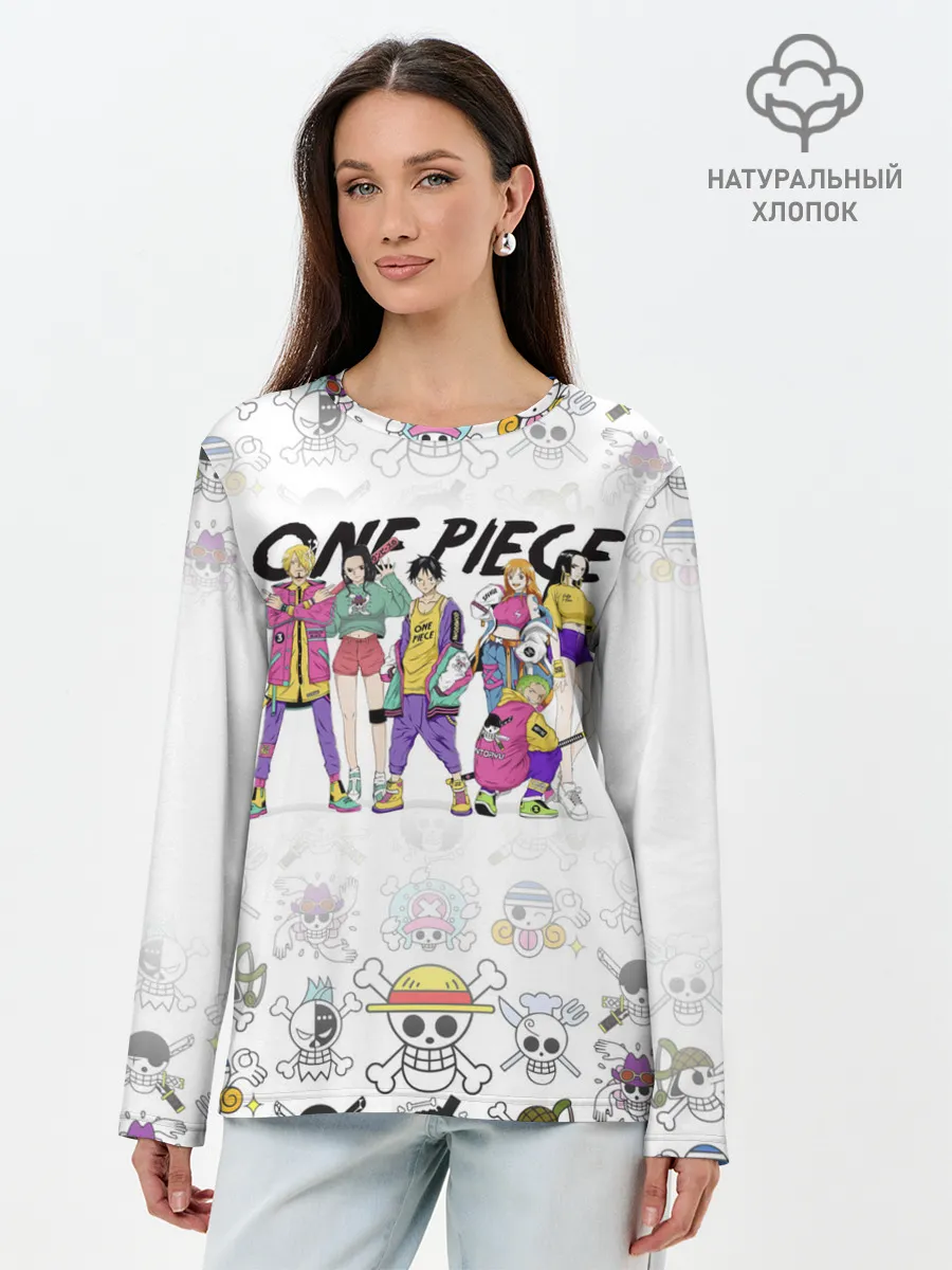 Лонгслив женский. Хлопок / One Piece. Большой куш на стиле