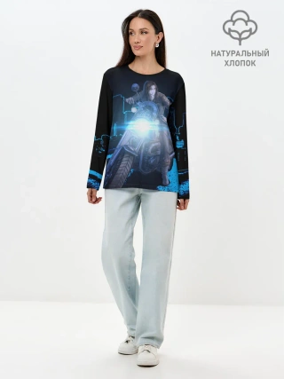 Лонгслив женский. Хлопок / Баджи На Байке