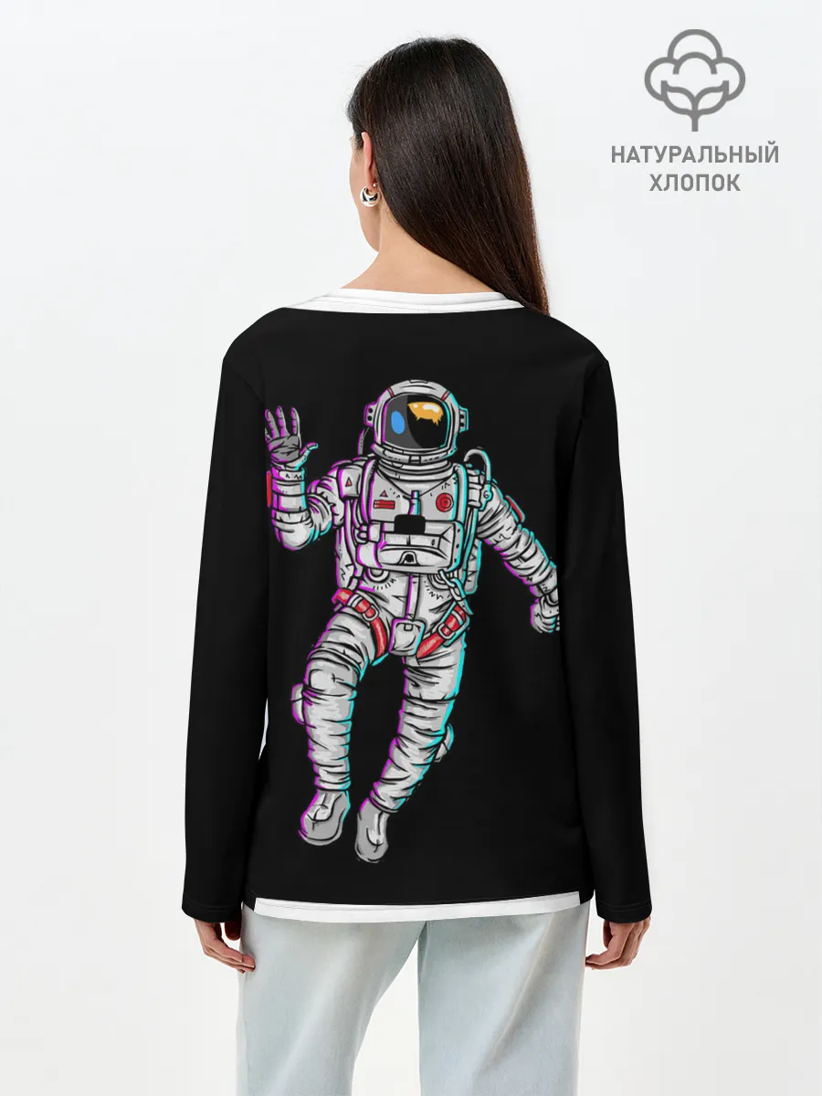 Лонгслив женский. Хлопок / Космонавт