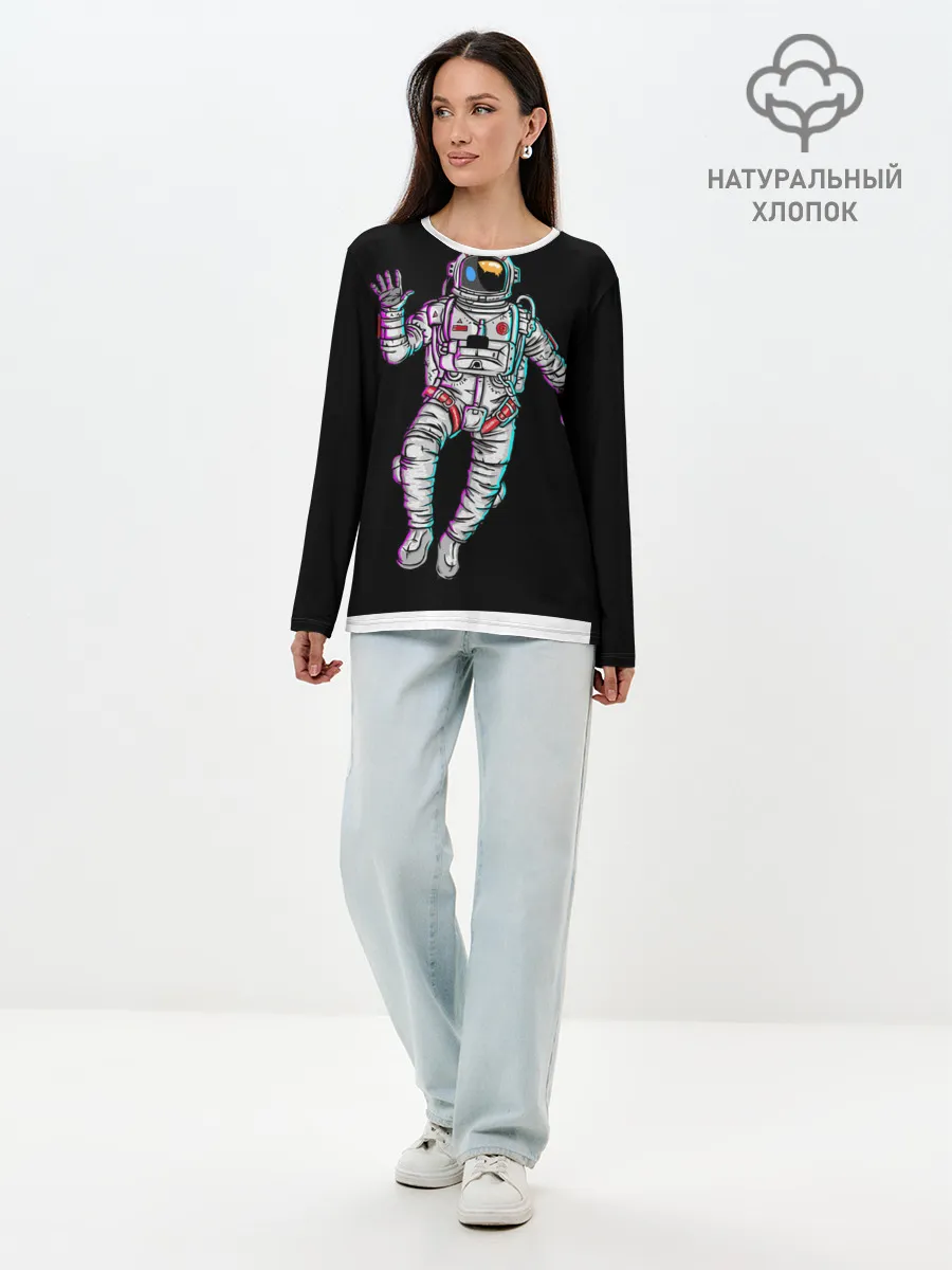 Лонгслив женский. Хлопок / Космонавт