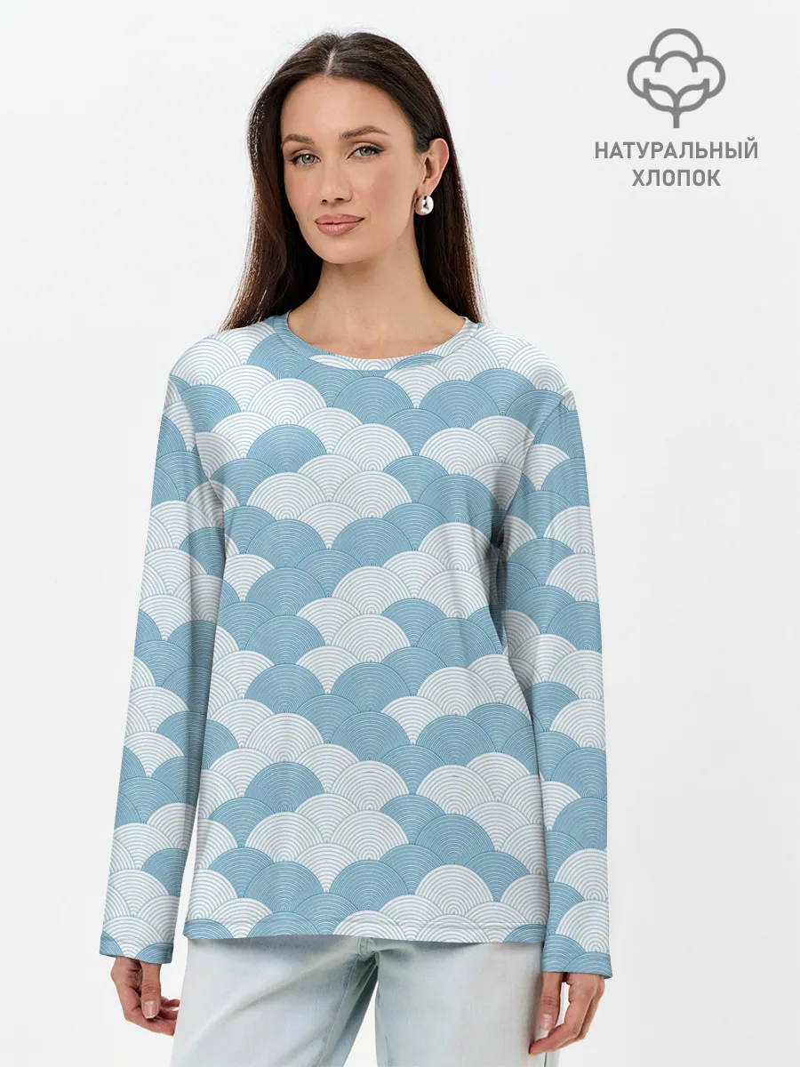 Лонгслив женский. Хлопок / Абстрактные волны