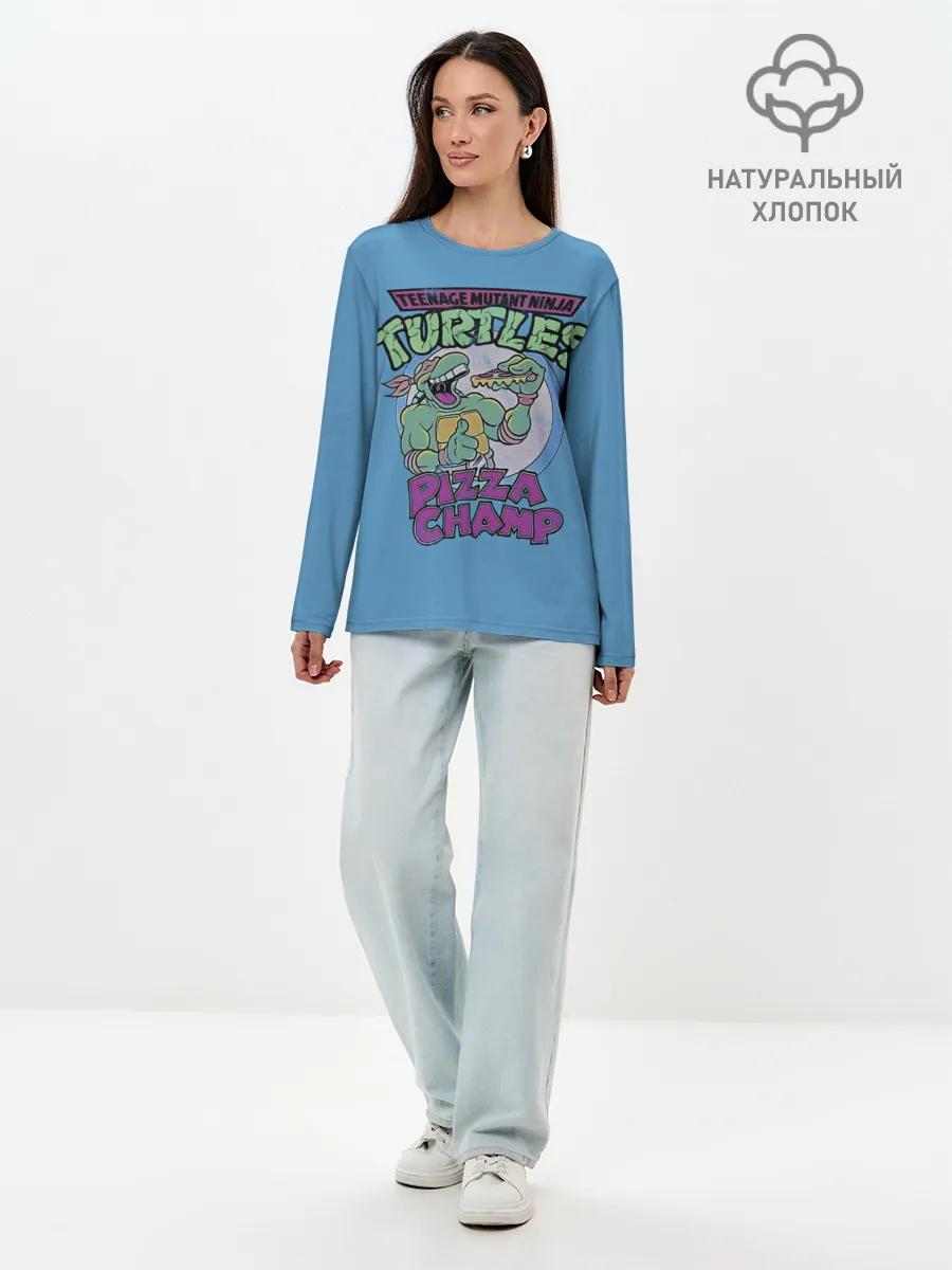 Лонгслив женский. Хлопок / Любитель пиццы