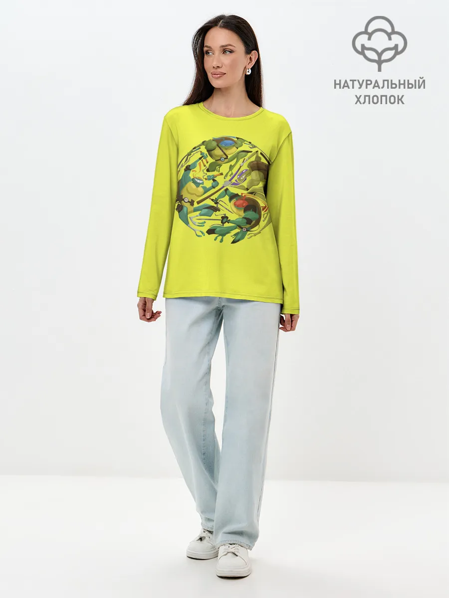 Лонгслив женский. Хлопок / Черепашья банда
