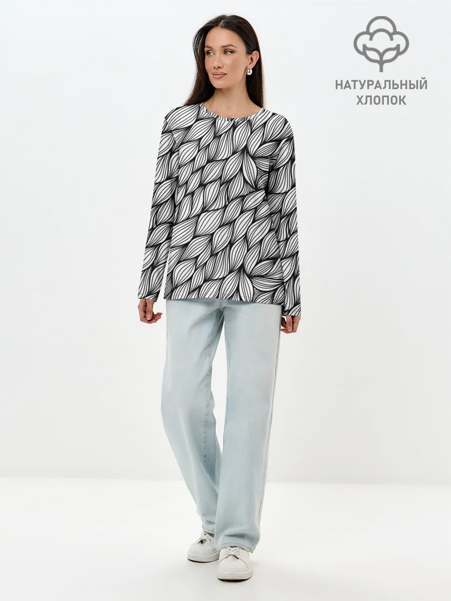 Лонгслив женский. Хлопок / Лепестки