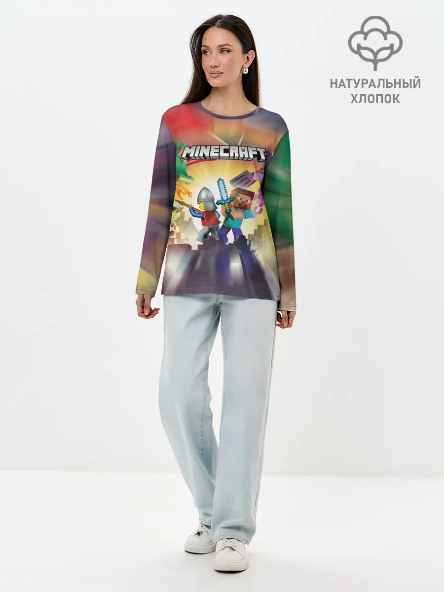 Лонгслив женский. Хлопок / MINECRAFT | МАЙНКРАФТ