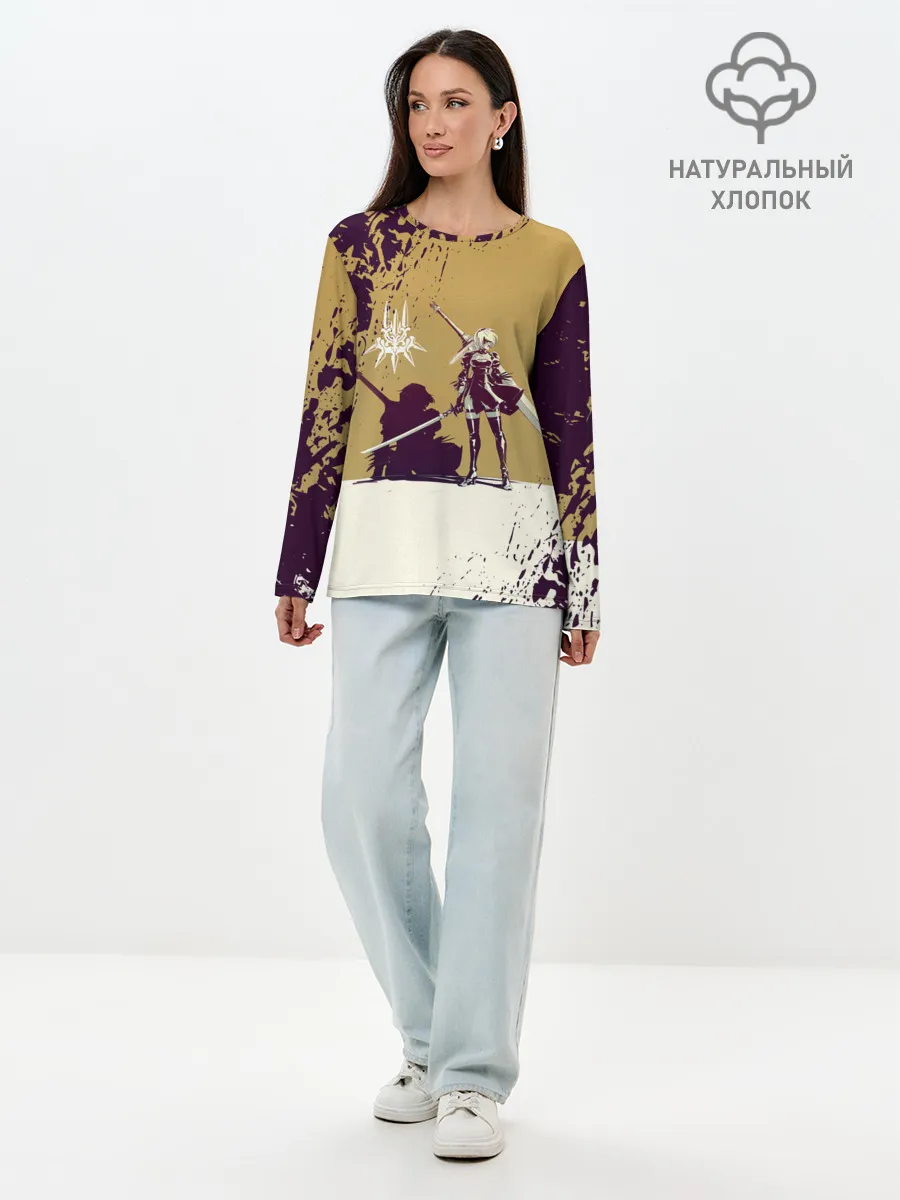 Лонгслив женский. Хлопок / Yorha 2B | Nier Automata