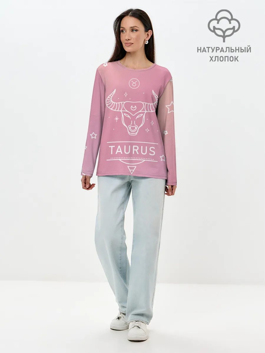 Лонгслив женский. Хлопок / Знак Телец
