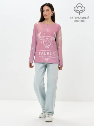 Лонгслив женский. Хлопок / Знак Телец