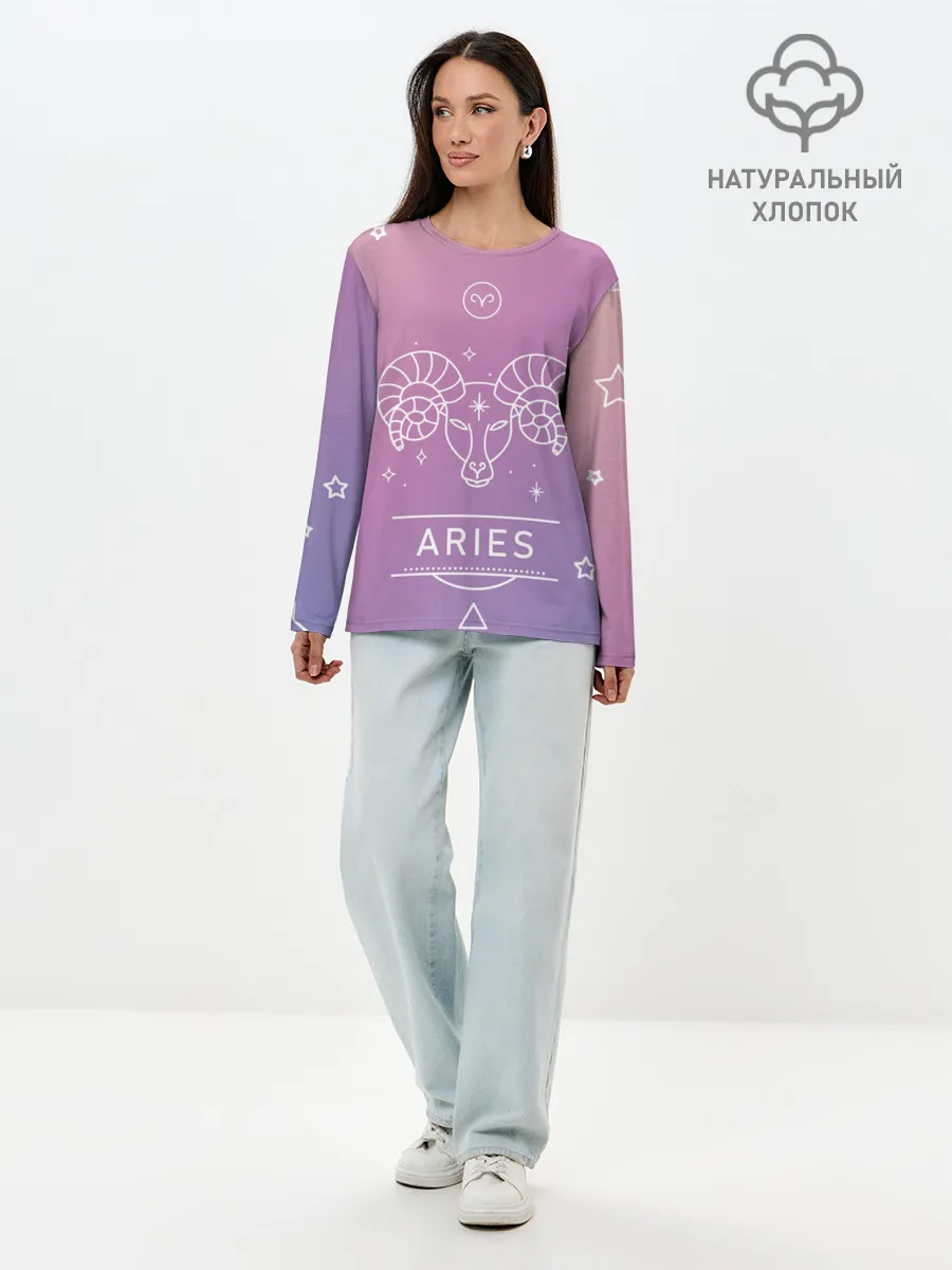 Лонгслив женский. Хлопок / Знак Овен