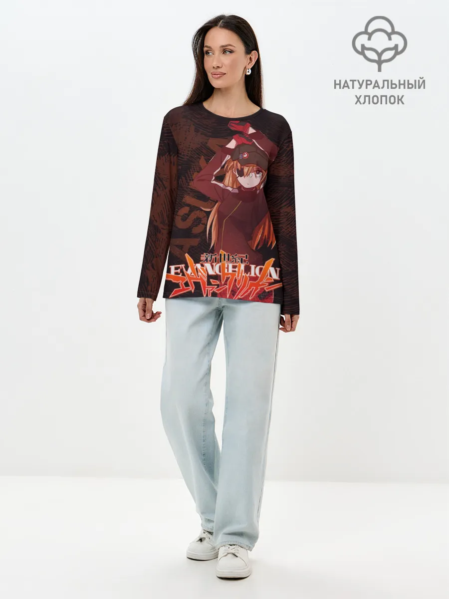 Лонгслив женский. Хлопок / Аска Евангелион