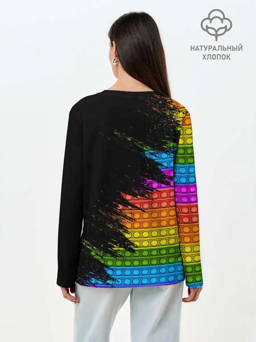 Лонгслив женский. Хлопок / ИГРУШКА POP it | ПОП-ИТ