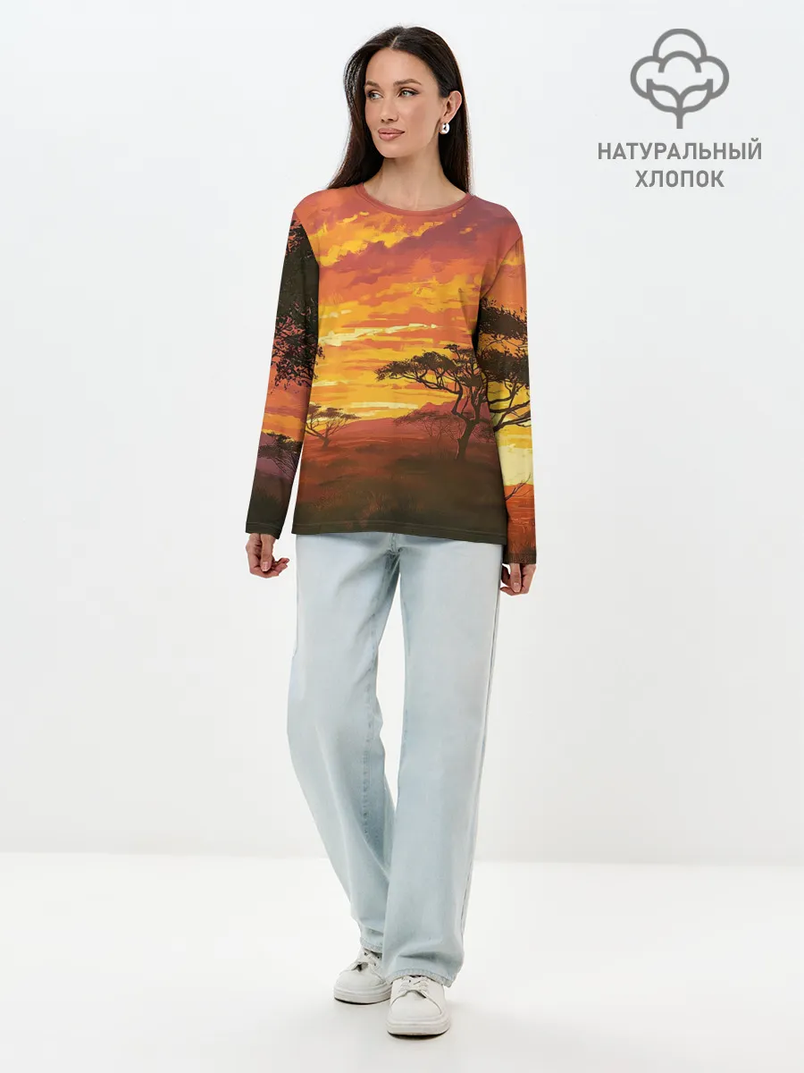 Лонгслив женский. Хлопок / АФРИКАНСКАЯ САВАННА