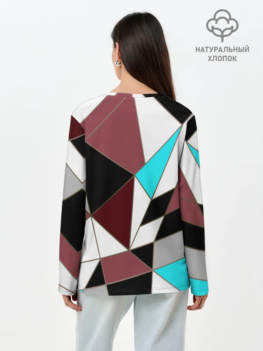 Лонгслив женский. Хлопок / Геометрический узор