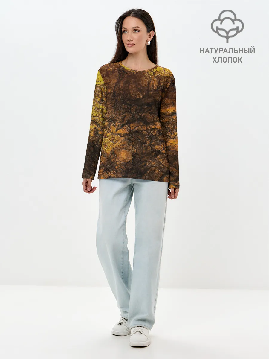 Лонгслив женский. Хлопок / Абстрактный узор текстура