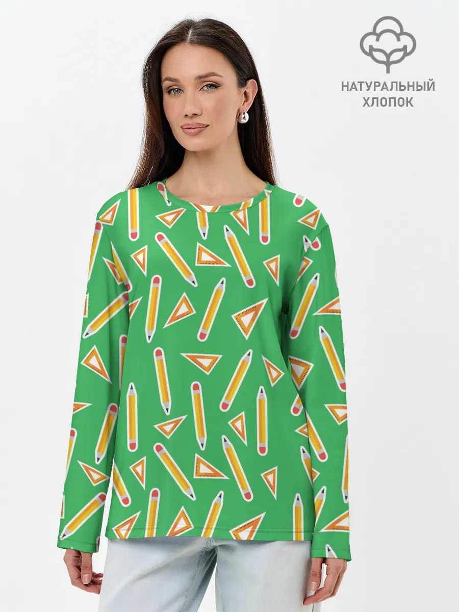 Лонгслив женский. Хлопок / Карандаш и линейка