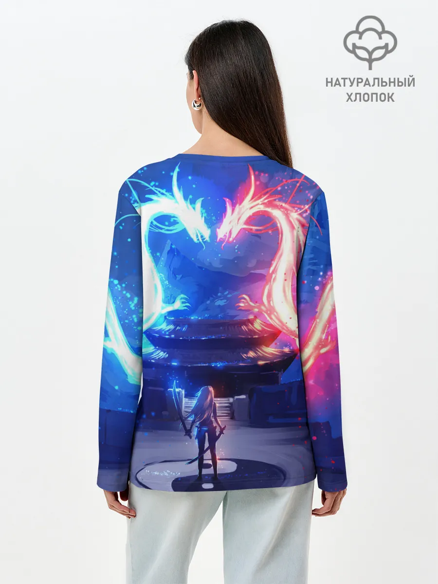 Лонгслив женский. Хлопок / БИТВА ДРАКОНОВ