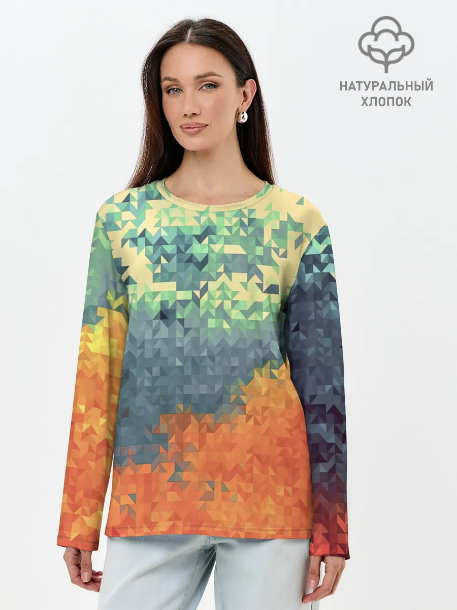 Лонгслив женский. Хлопок / Стихия: лед и пламя