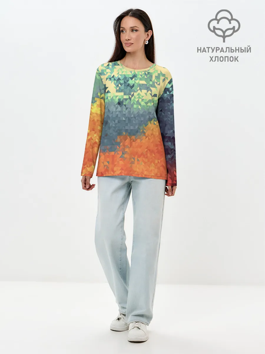 Лонгслив женский. Хлопок / Стихия: лед и пламя