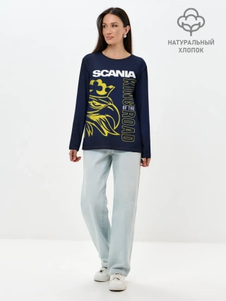 Лонгслив женский. Хлопок / Scania king of the road
