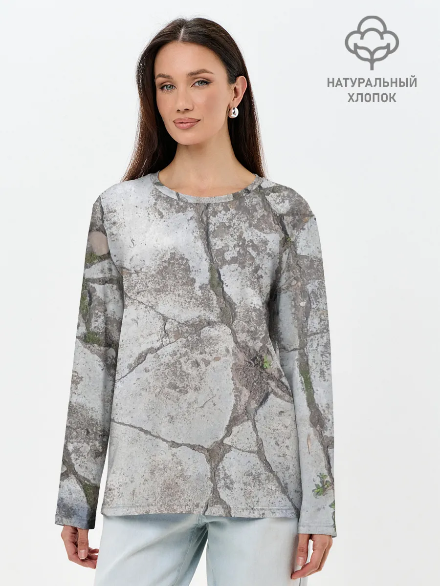 Лонгслив женский. Хлопок / Лунный камень