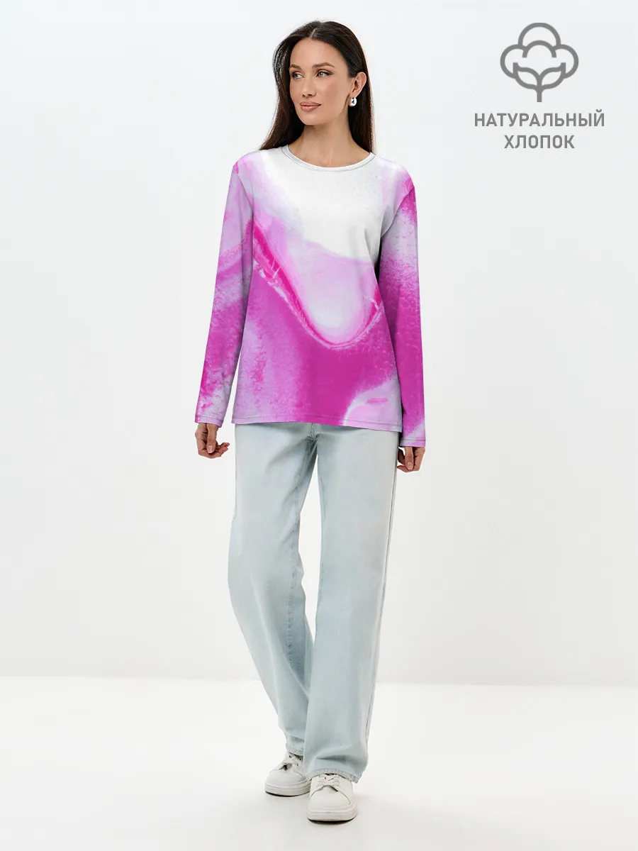 Лонгслив женский. Хлопок / Жидкий пурпур
