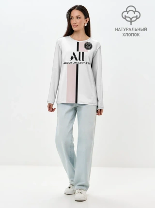 Лонгслив женский. Хлопок / Неймар ПСЖ