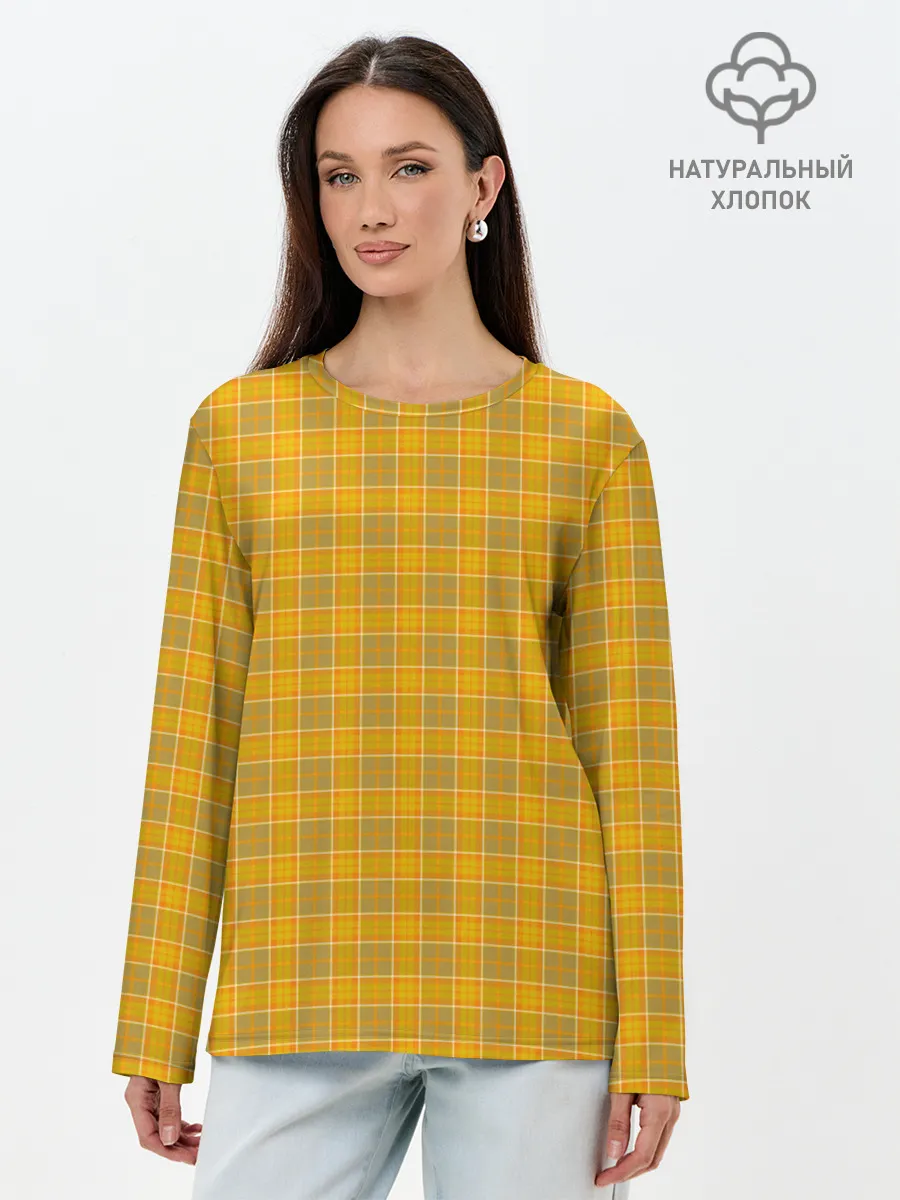 Лонгслив женский. Хлопок / Клетка N2
