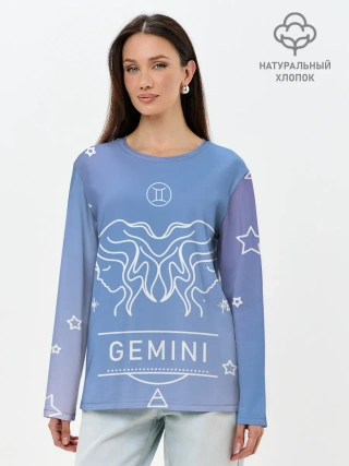 Лонгслив женский. Хлопок / Знак Близнецы