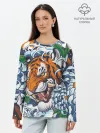 Лонгслив женский. Хлопок / Тигр