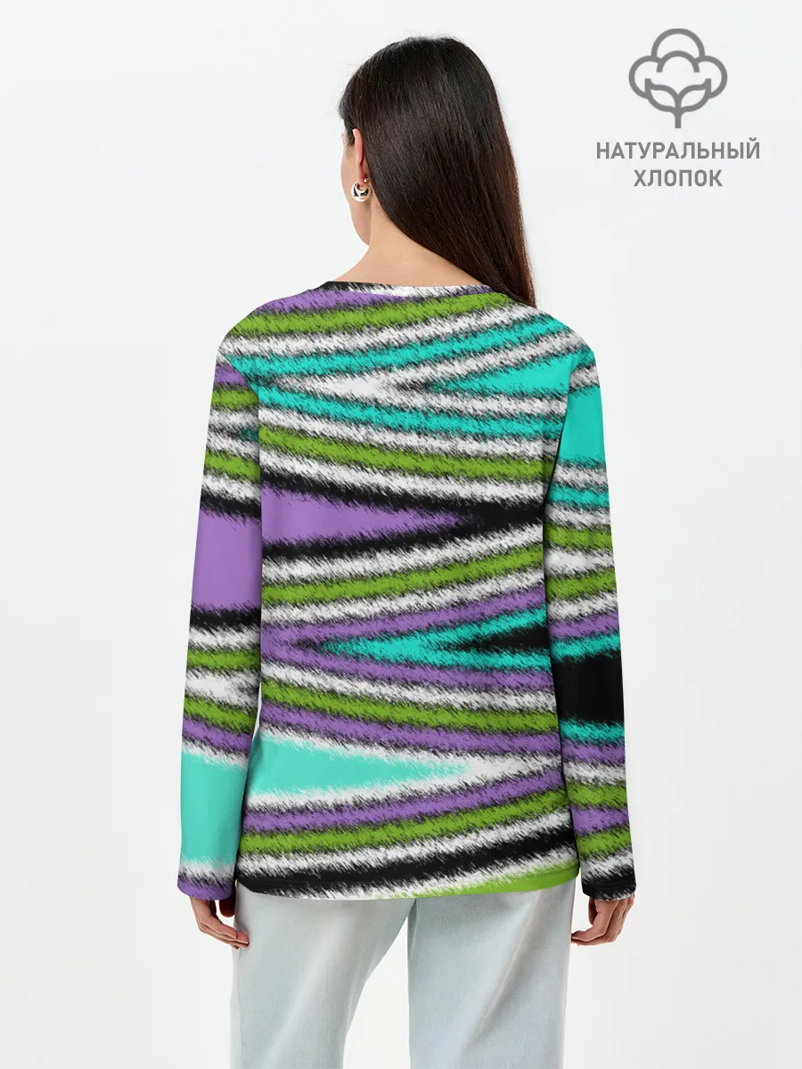 Лонгслив женский. Хлопок / Абстрактный асимметричный