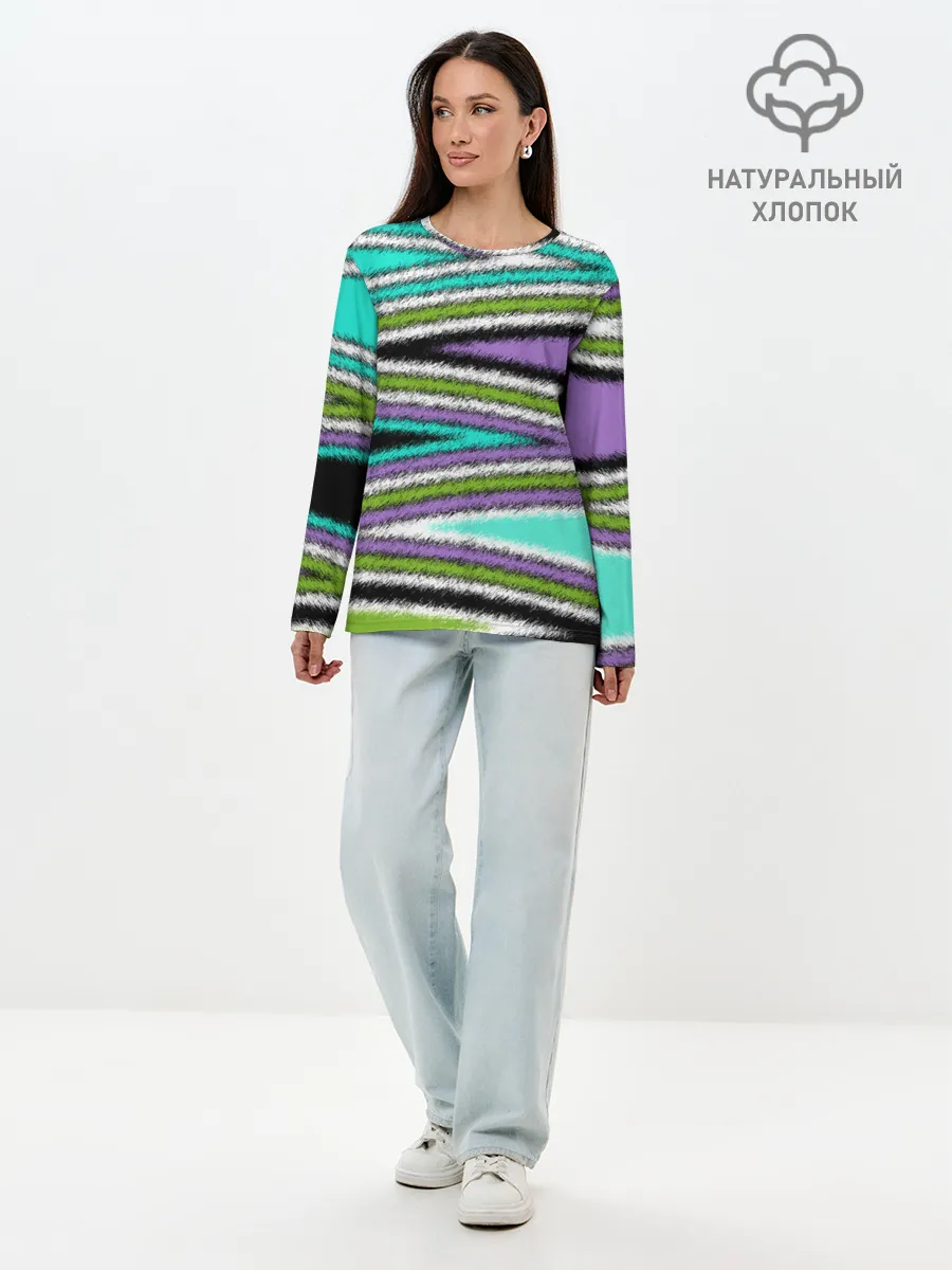 Лонгслив женский. Хлопок / Абстрактный асимметричный