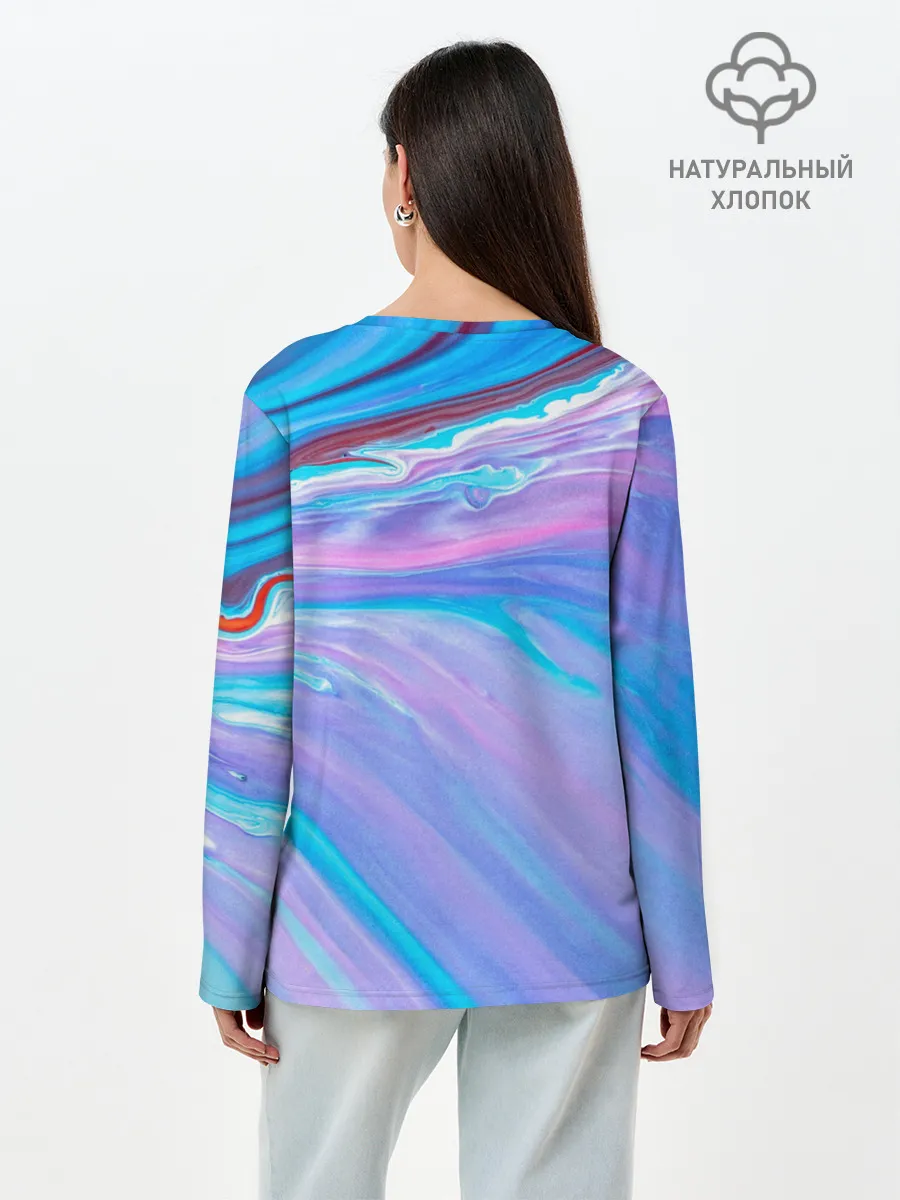 Лонгслив женский. Хлопок / Абстрактный прилив