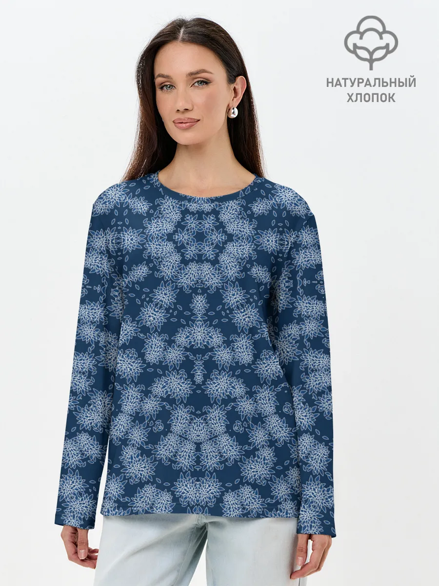 Лонгслив женский. Хлопок / Модный абстрактный узор